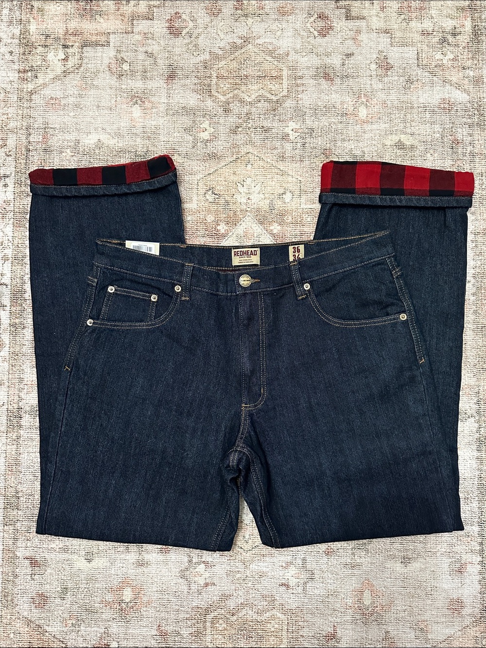 Men’s NWTs RedHead Dark Wash 36x34 Relaxed Fit  Flannel Lined Jeans